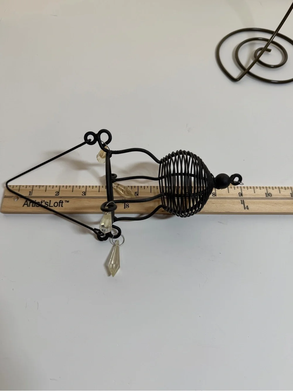 Set of 4 Black Wire Hanging tea light lanterns with hanging plastic dangles